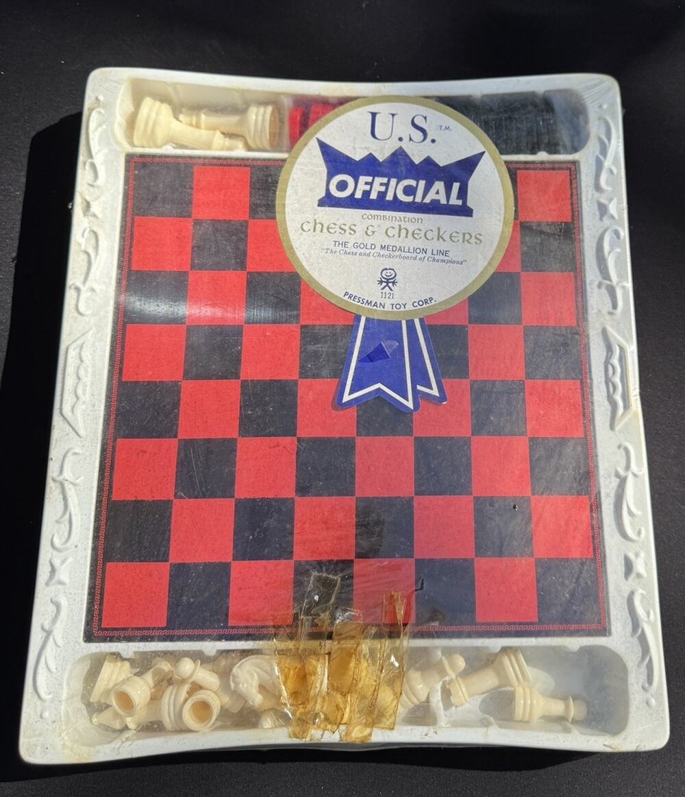 Vintage Pressman Toy Corp Checkers Chess Game New Sealed!